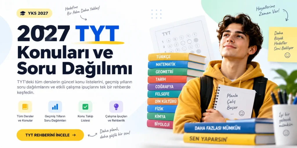2027 TYT konuları ve soru dağılımı için hazırlanan çalışma rehberi